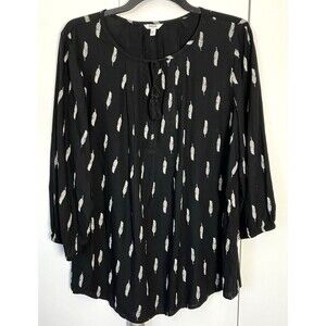 Sonoma Goods For Life Womens Black/White 3/4 Sleeve Top XL NWOT